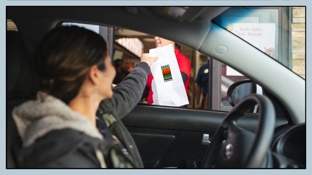 Customer picking up cannabis at an Illinois drive-through dispensary